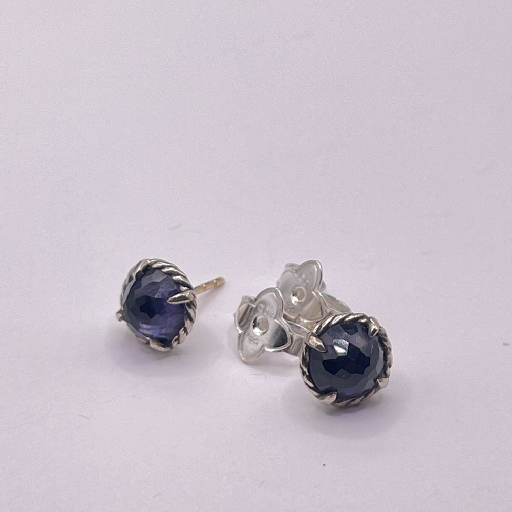 David Yurman Chatelaine Earrings with Black Orchid - Picture 10 of 12